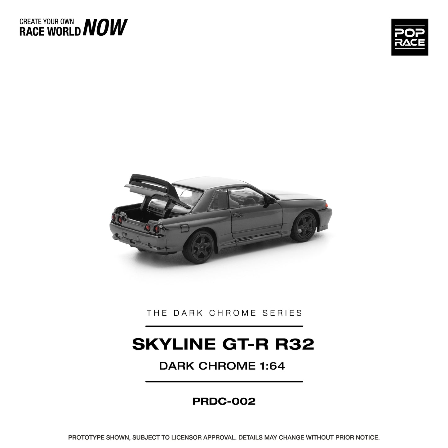 (Preorder) Pop Race 1:64 NISSAN R32 GT-R DARK CHROME PRDC002