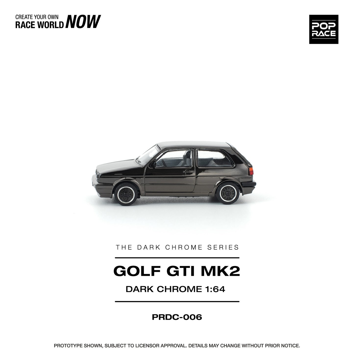 (Preorder) Pop Race 1:64 GOLF GTI MK2 DARK CHROME PRDC006