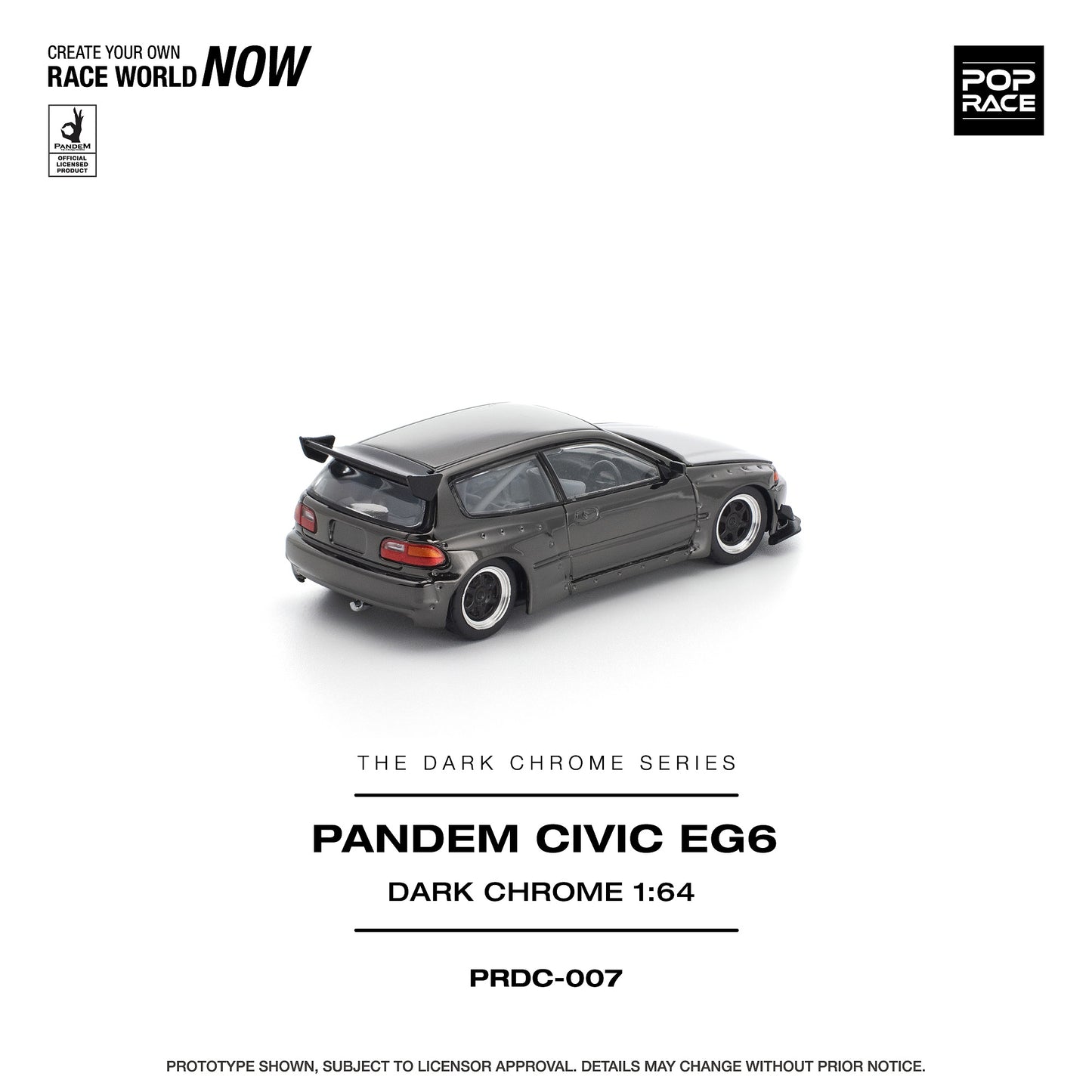 (Preorder) Pop Race 1:64 PANDEM CIVIC EG6 DARK CHROME PRDC007