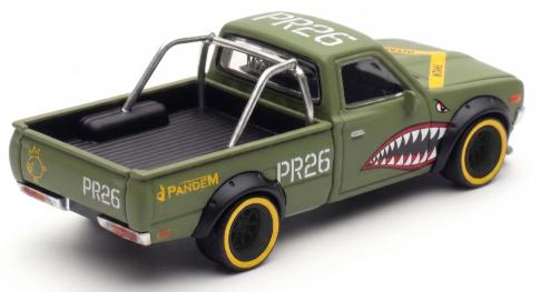 Green model truck with 'PR26' and 'Pandem' branding on a white background