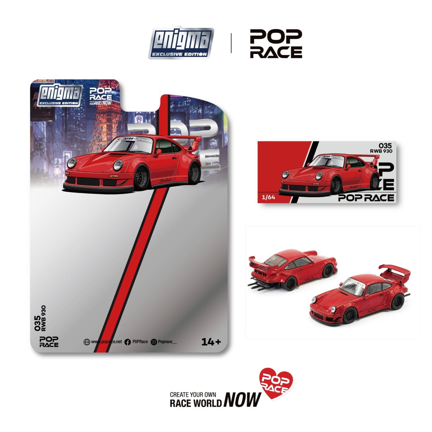 (Preorder) Pop Race x Enigma 1:64 RWB 930 RED PRE035