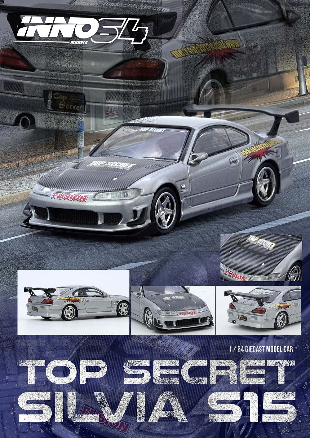 (Preorder) Inno64 1:64 TOP SECRET SILVIA (S15) Silver IN64-S15TS-SIL