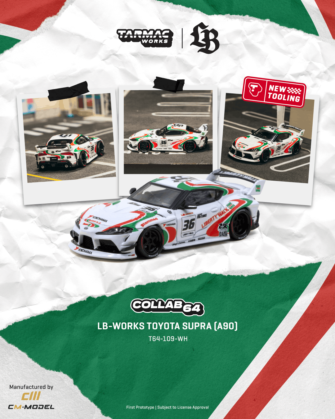 (Preorder) Tarmac Works 1:64 LB-WORKS TOYOTA SUPRA (A90) White T64-109-WH