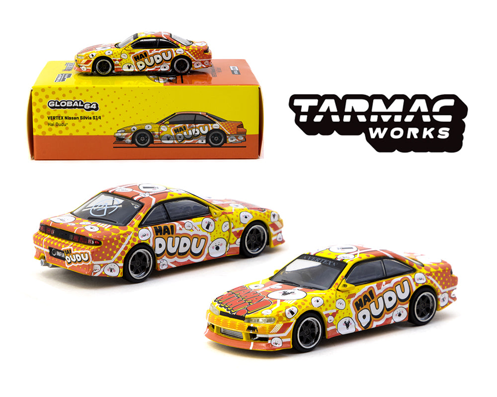 Tarmac Works 1:64 VERTEX Nissan Silvia (S14) Hai Dudu IMX Expo Special Edition – Indonesia Exclusives
