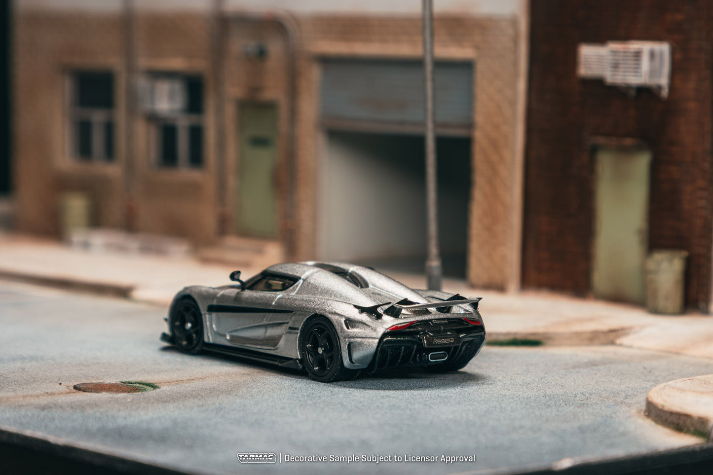 Model car on a miniature street with blurred background
