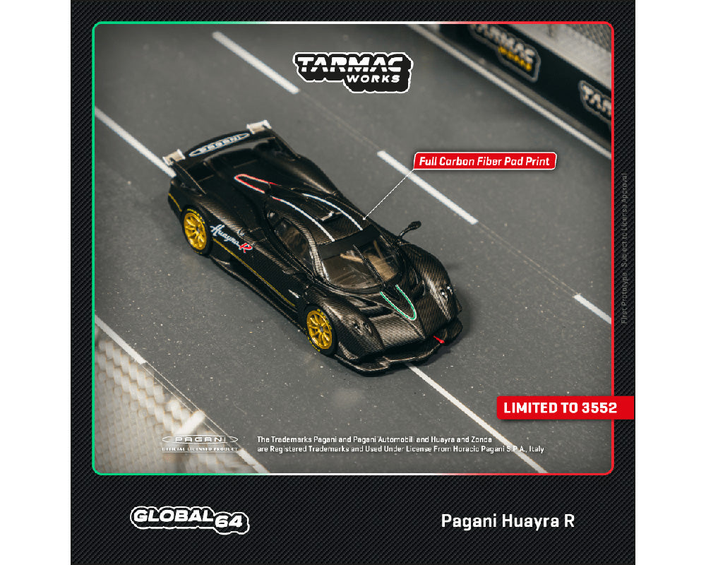 Tarmac Works 1:64 Pagani Huayra R Matte Black Carbon Fiber – Global64 T64G-TL035-MBCF