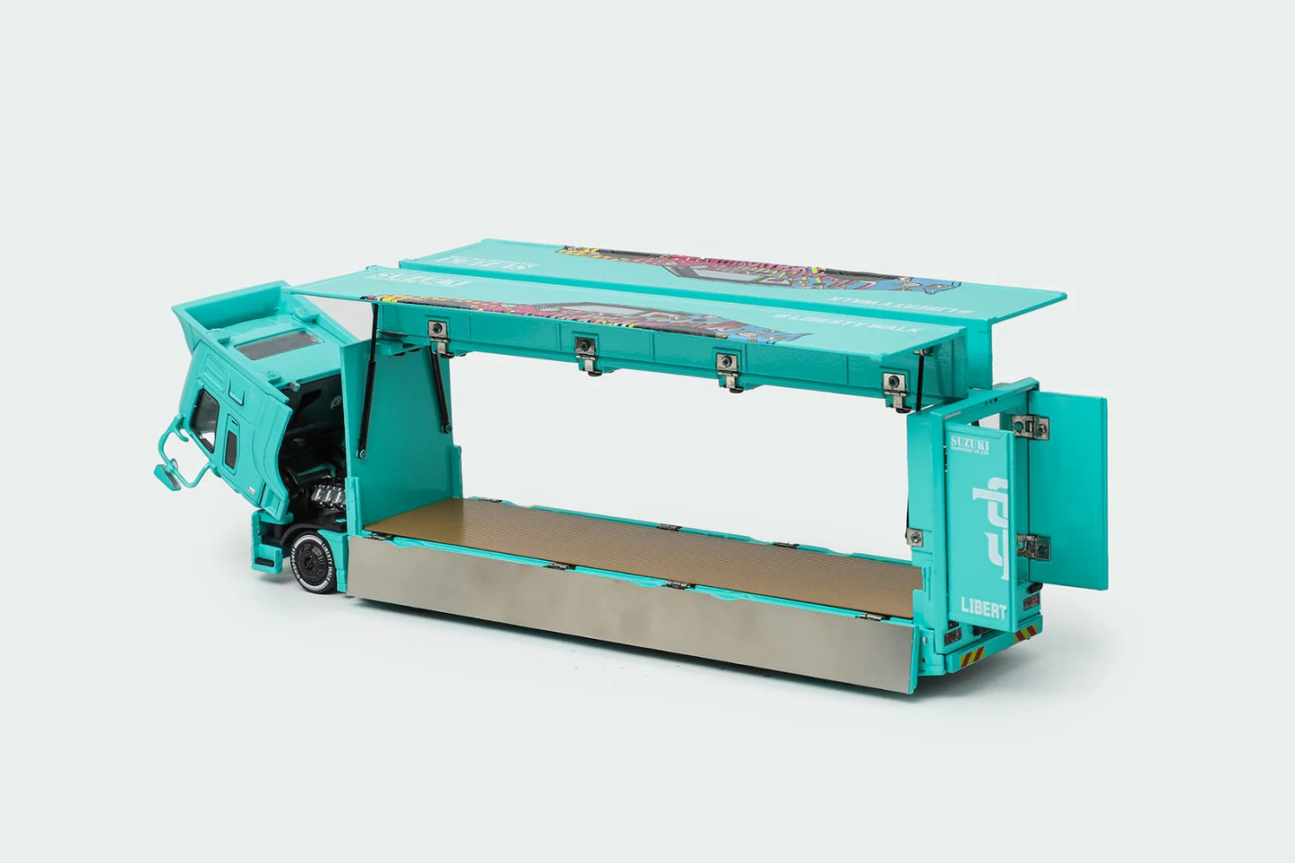 GCD 1:64 Liberty Walk LB-Trucks Mitsubishi Fuso Super Great Transporter LBWK – Blue KS-073-425