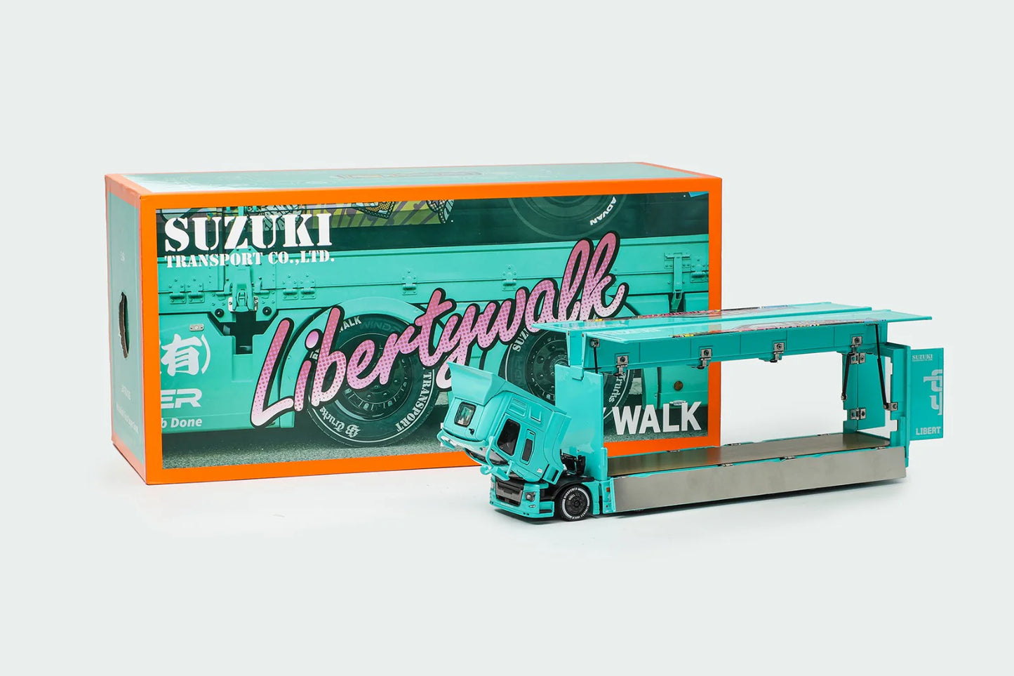 GCD 1:64 Liberty Walk LB-Trucks Mitsubishi Fuso Super Great Transporter LBWK – Blue KS-073-425