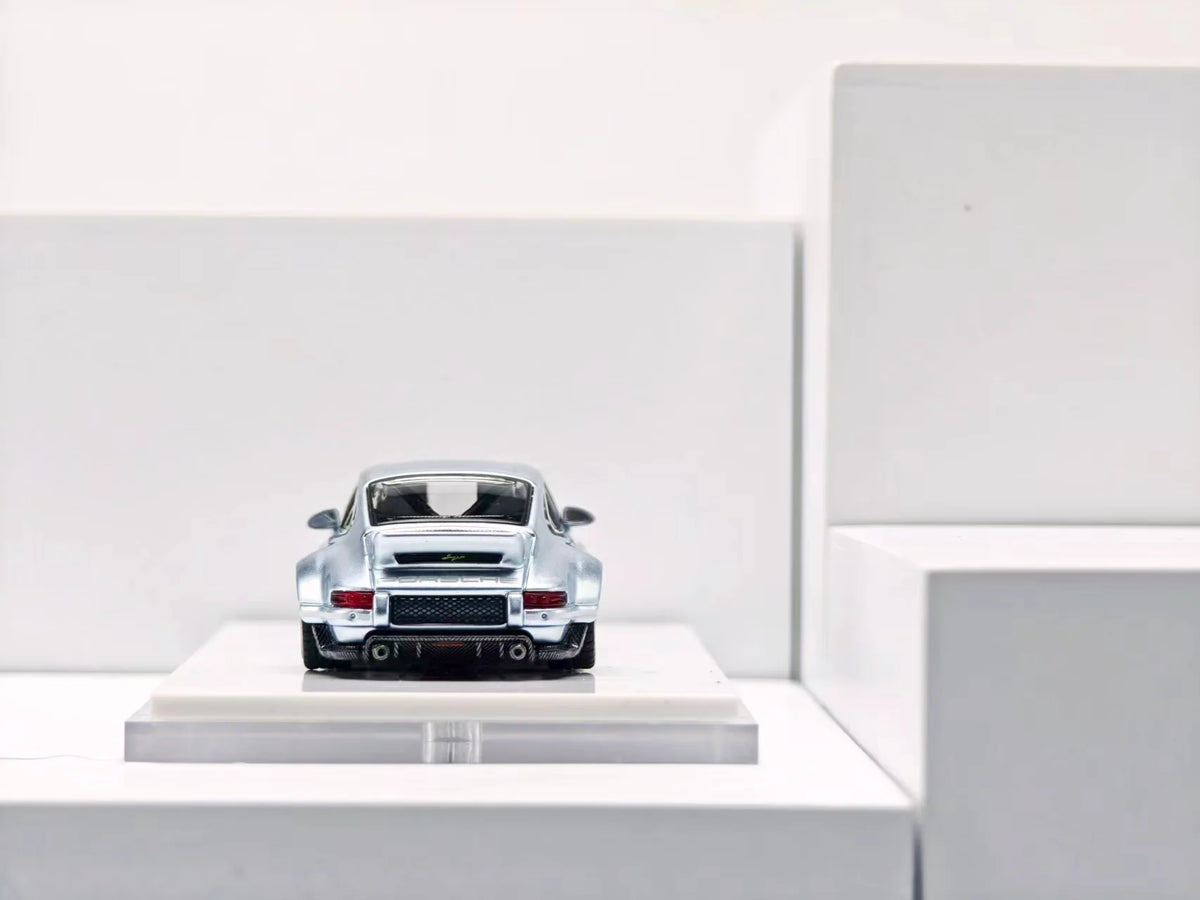 ZINCIT Model 1:64 Porsche 911 Singer DLS Metallic Ice Blue Diecast Model Car with Rear Spoiler, Porsche Rear Lettering, Dual Exhaust Tips and Detailed Rear Grille – Rear View