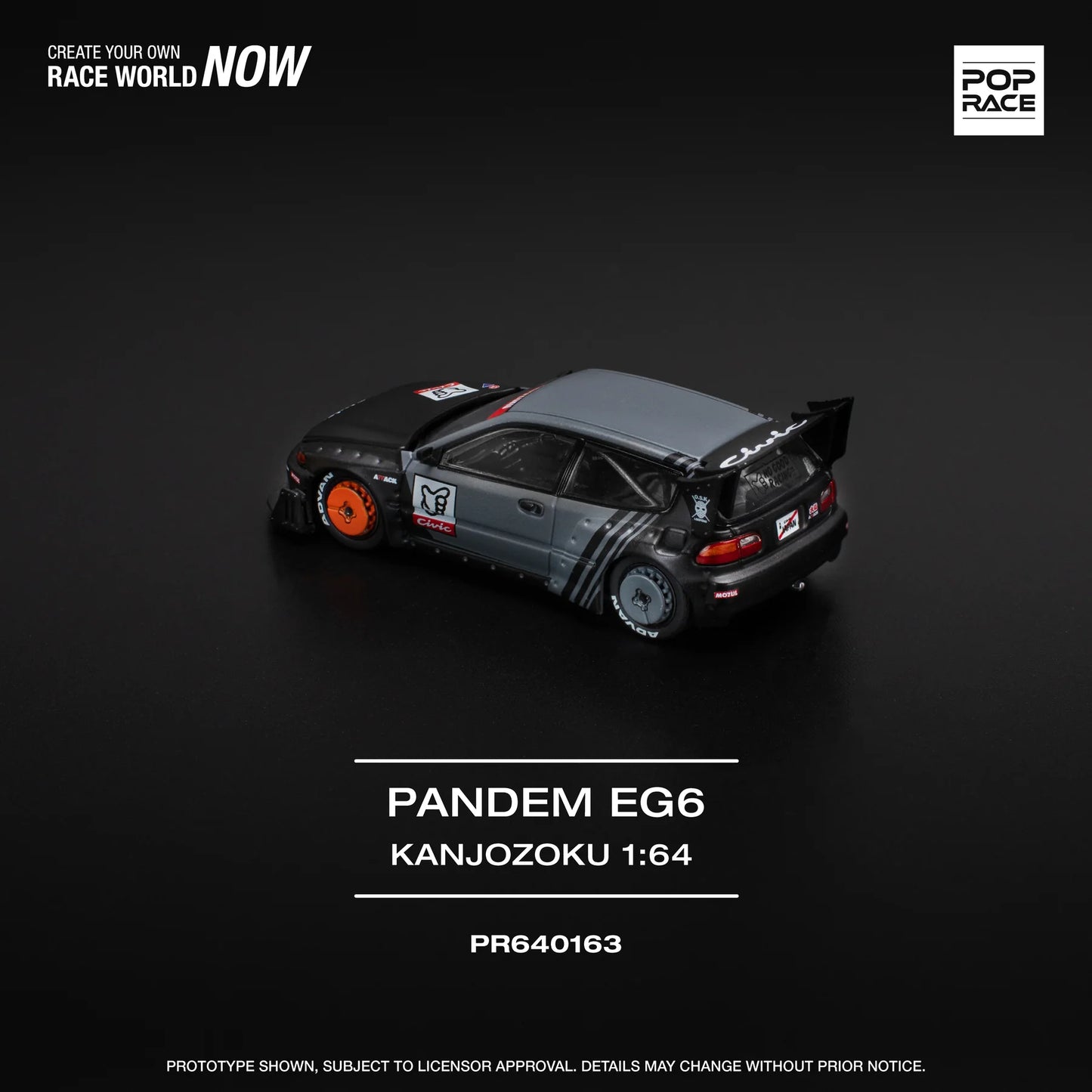 Pop Race 1:64 Honda Pandem Civic "KANJOZOKU" PR640163 (Preorder)
