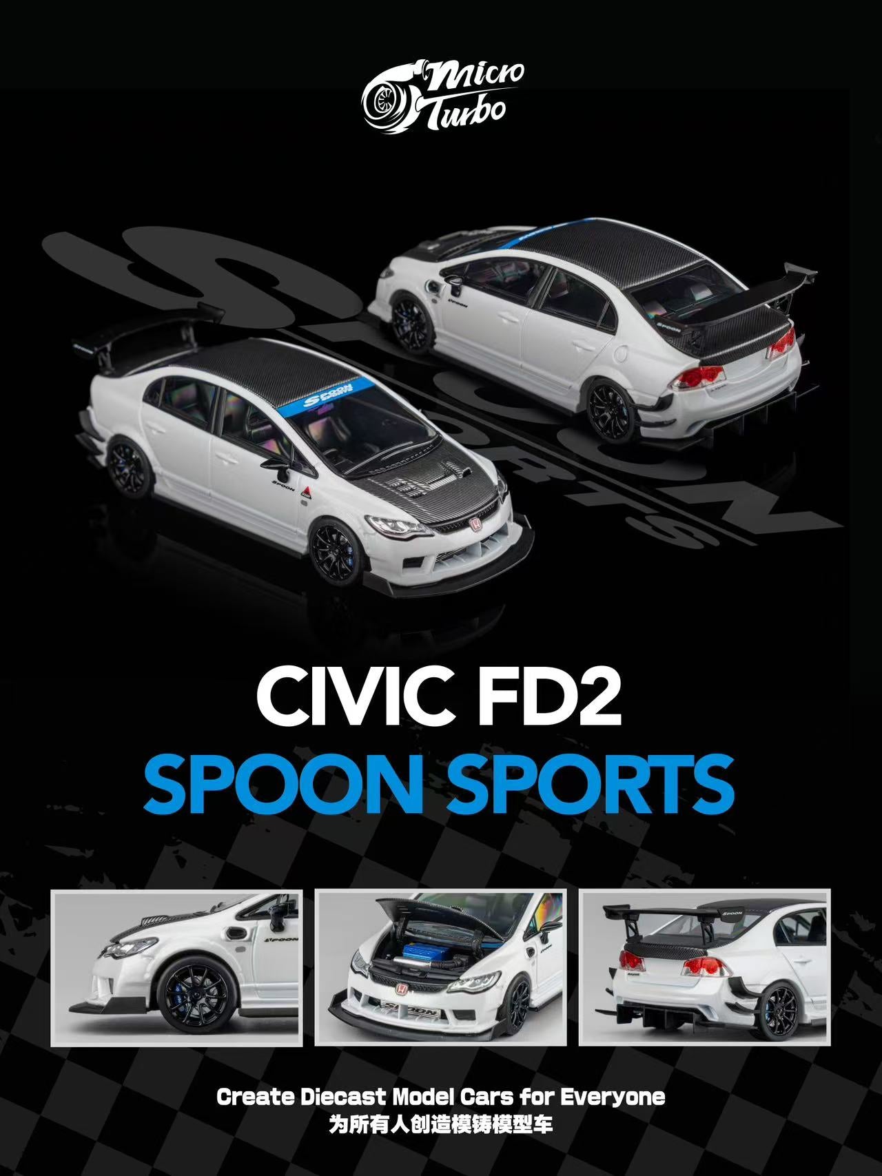 (Coming Soon) Microturbo 1:64 Honda Civic FD2 Spoon White MT6411B1