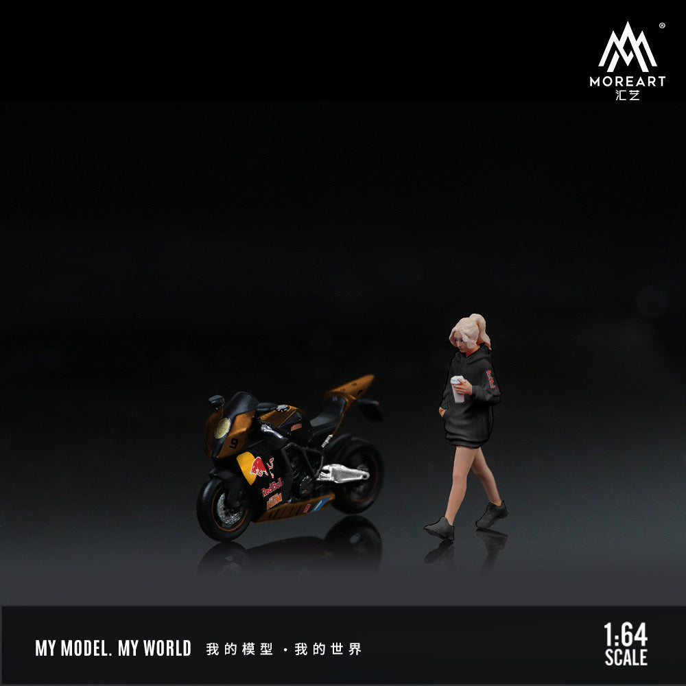 MoreArt 1:64 Red Bull Painted Motorcycle Girl MO222119
