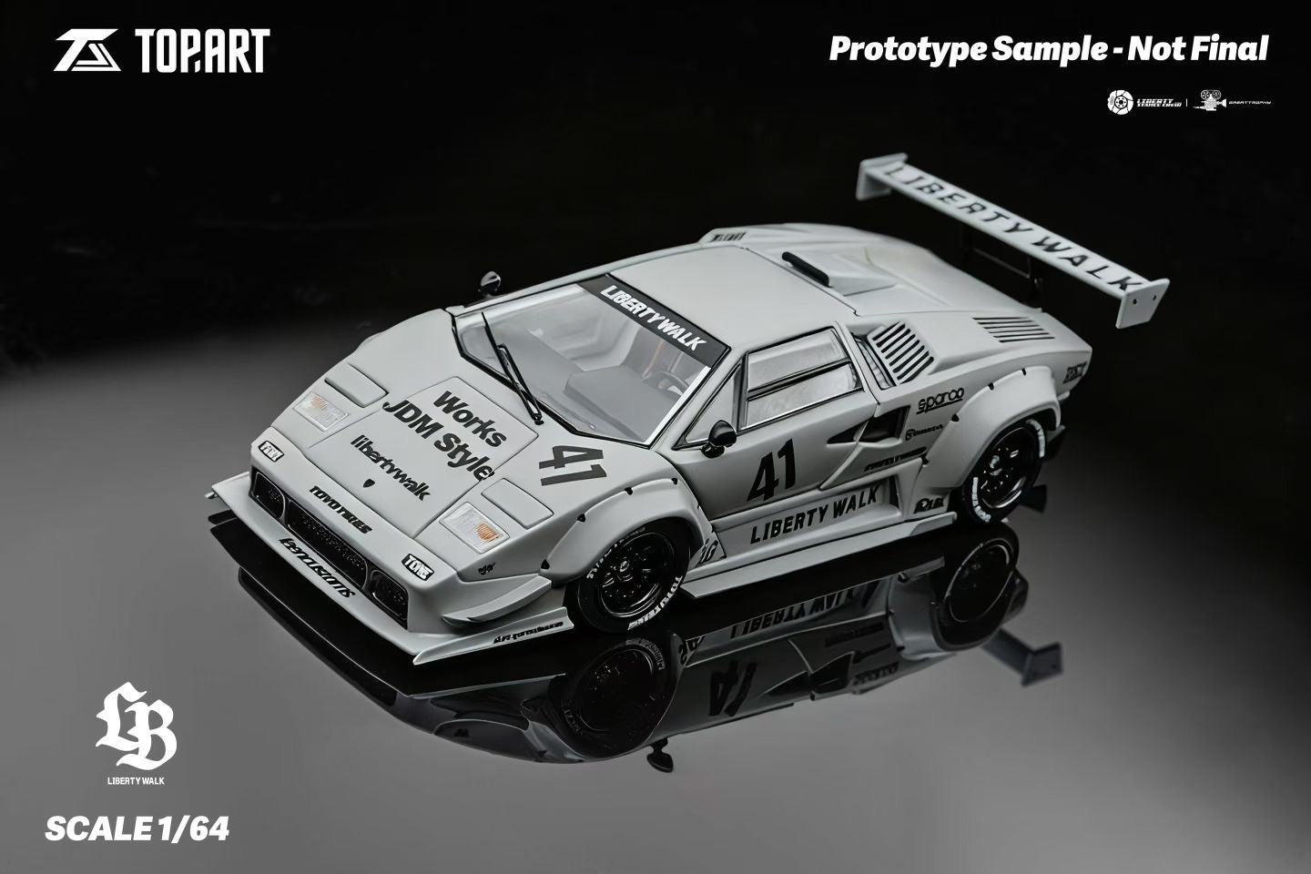 TopArt 1:64 LBWK Lamborghini Countach Gray TAO640007 – CarBro MC