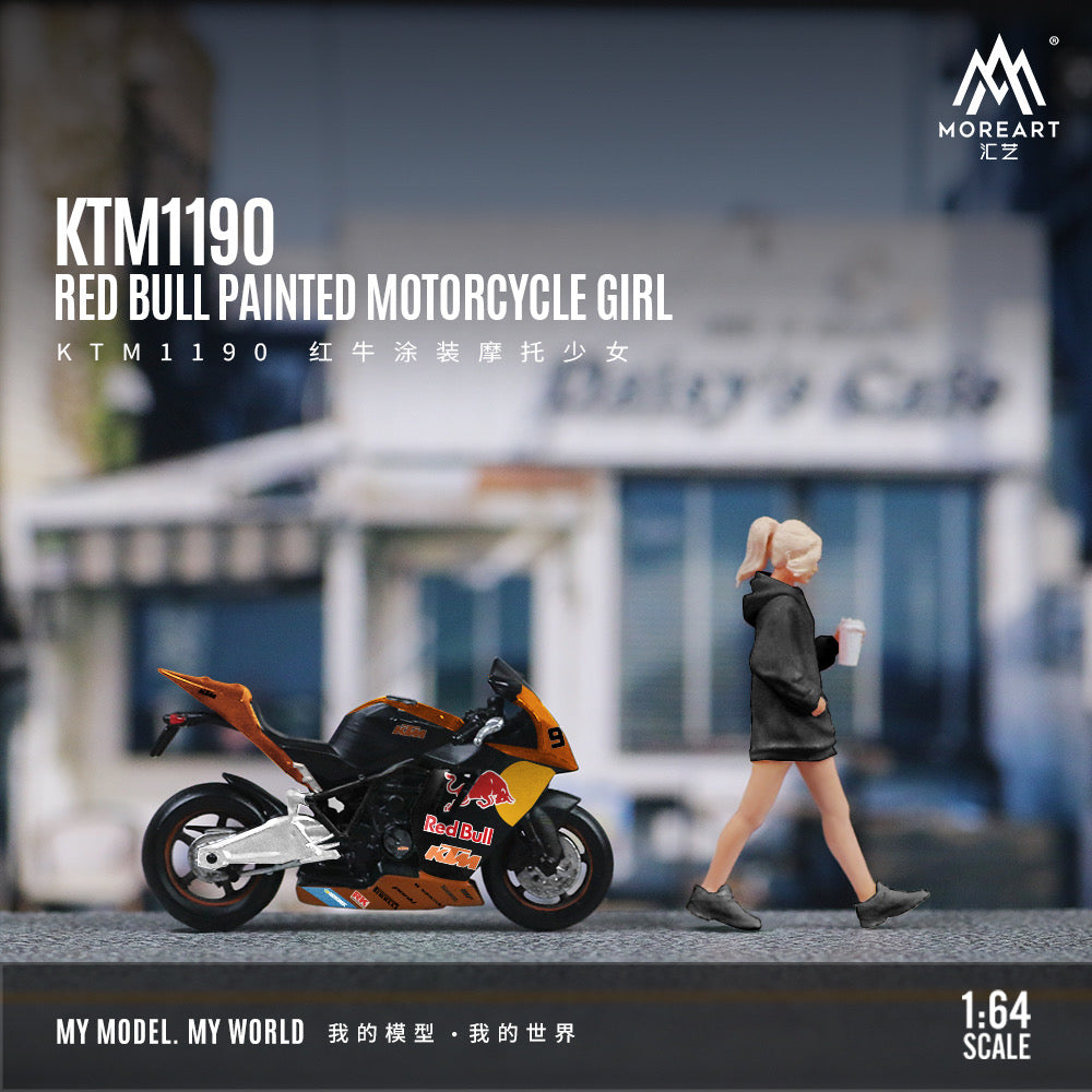 MoreArt 1:64 Red Bull Painted Motorcycle Girl MO222119