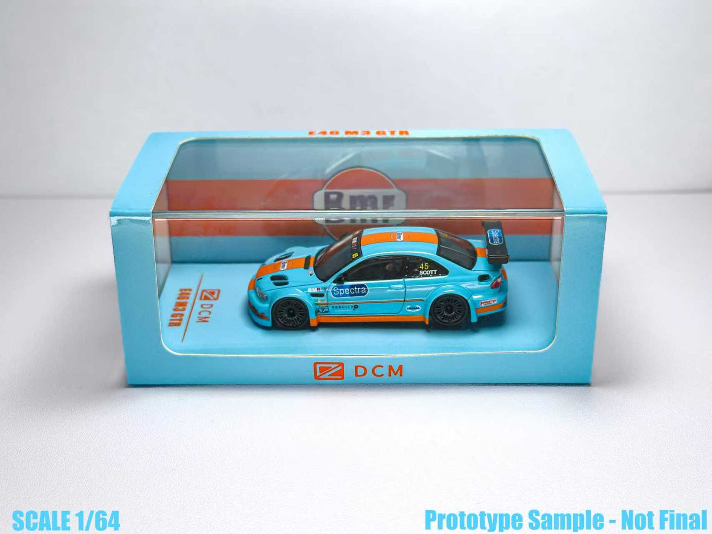 Model car in a blue box with visible branding on a white background