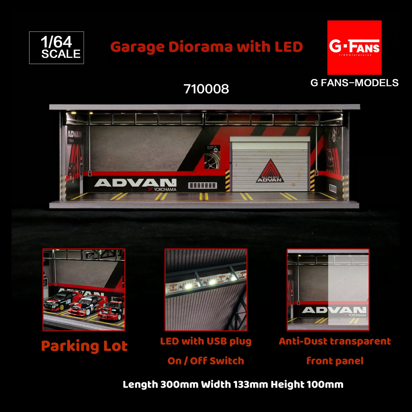 G-FANS 1:64 Garage Diorama with LED (Advan Theme) 710008