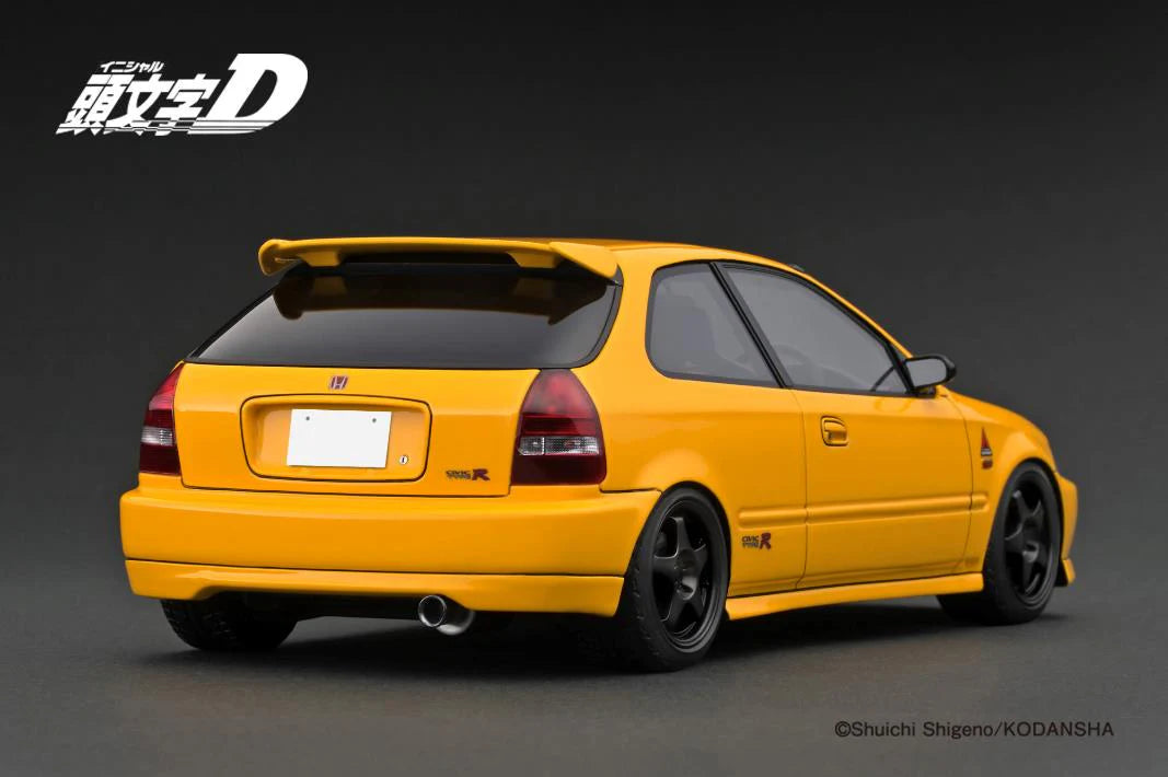 Ignition Model 1:18 Initial D Honda Civic (EK9) Type R Yellow Carbon Bonnet