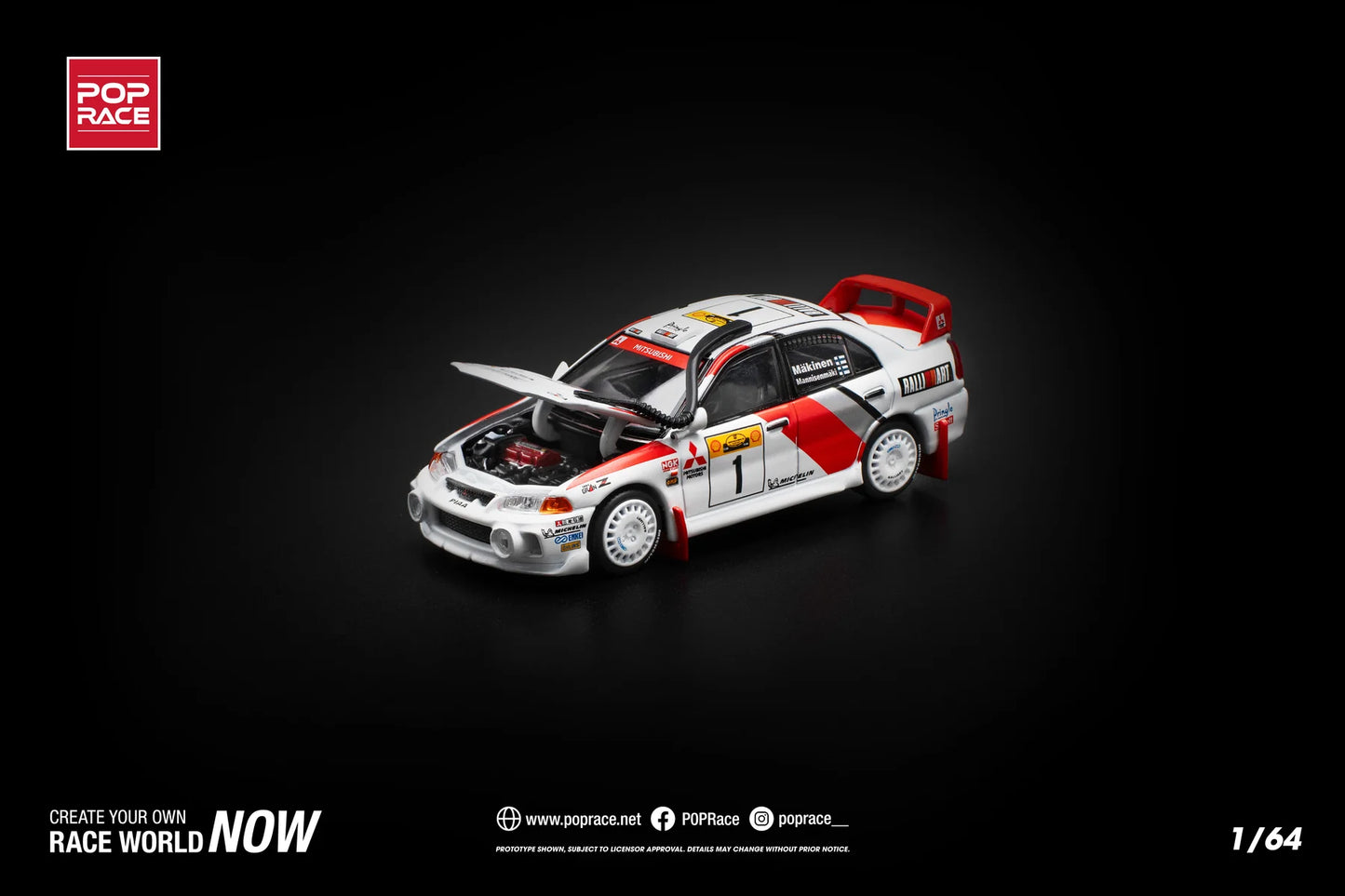 Pop Race 1:64 Mitsubishi Lancer Evolution IV Safari Rally Kenya 1998 PR640231 (Preorder)