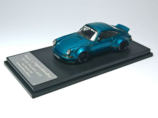 Model car on a display stand with a white background