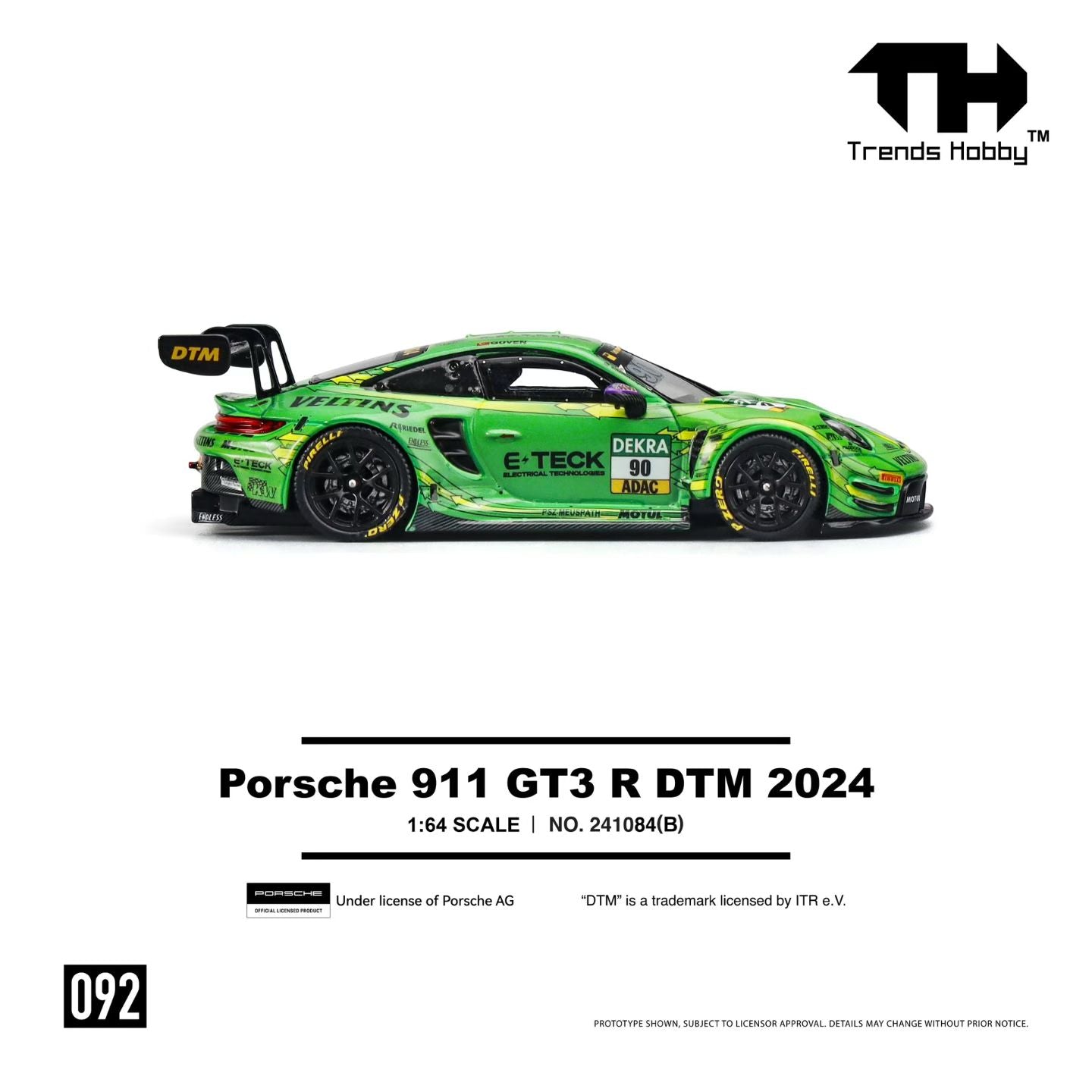 (Preorder) Trends Hobby 1:64 Porsche 911 GT3 R DTM 2024 GREEN 241084(B)