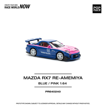 Pop Race 1:64 Mazda RX-7 RE-Amemiya - Blue/Pink PR640240 (Preorder)