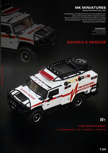 MK Miniatures 1:64 Hummer H2 Ambulance White