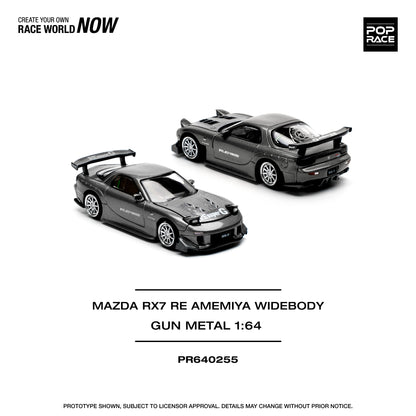 Pop Race 1:64 Mazda Rx7 Re-Amemiya Gun Metal PR640255 (Preorder)