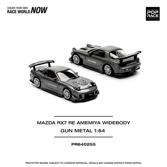 Pop Race 1:64 Mazda Rx7 Re-Amemiya Gun Metal PR640255 (Preorder)