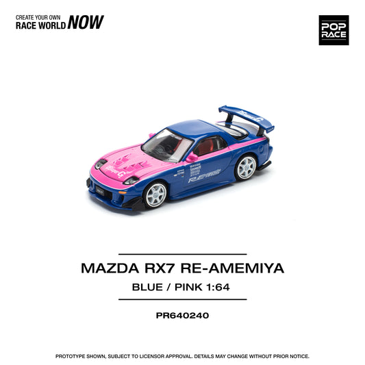 Pop Race 1:64 Mazda RX-7 RE-Amemiya - Blue/Pink PR640240 (Preorder)