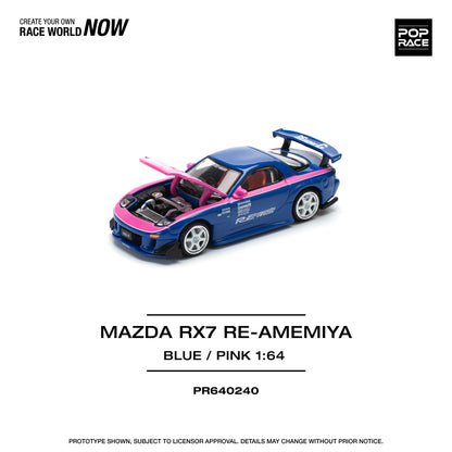 Pop Race 1:64 Mazda RX-7 RE-Amemiya - Blue/Pink PR640240 (Preorder)