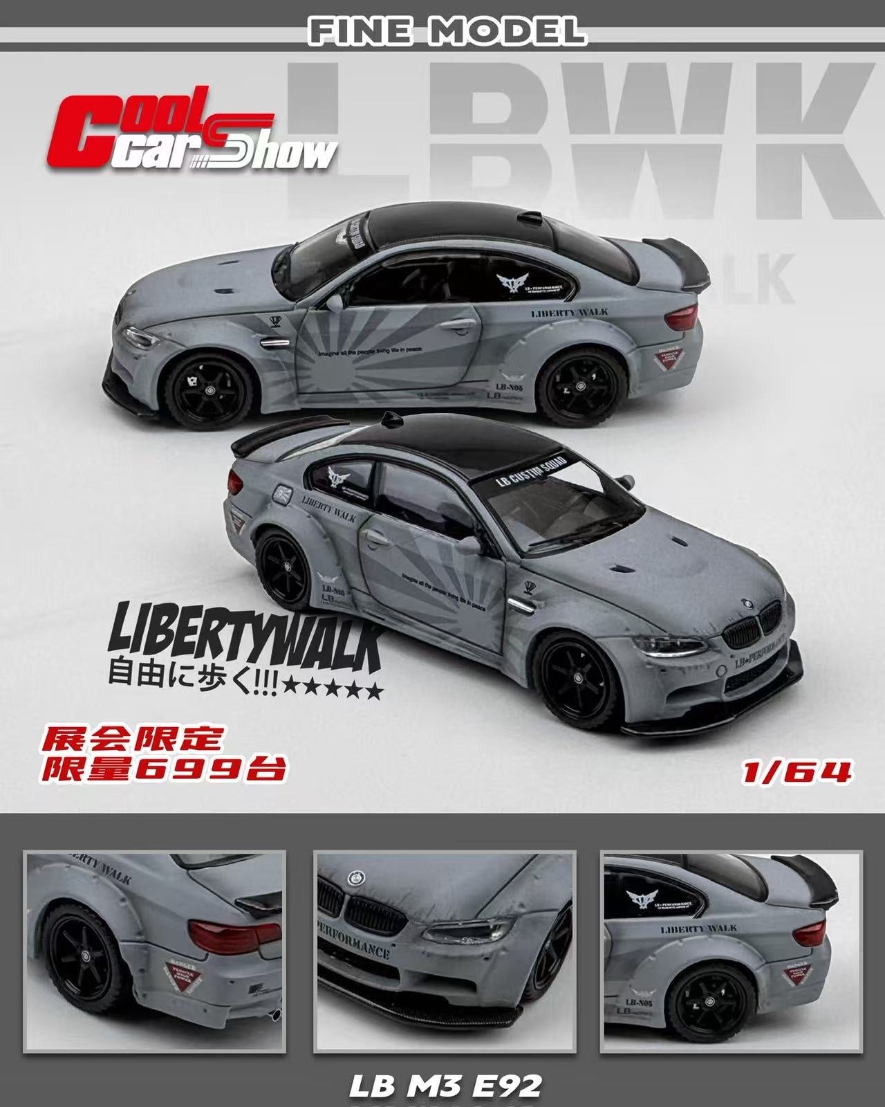 Model car with Liberty Walk branding on a gray background