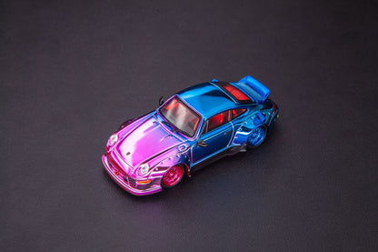 Colorful model car on a dark background