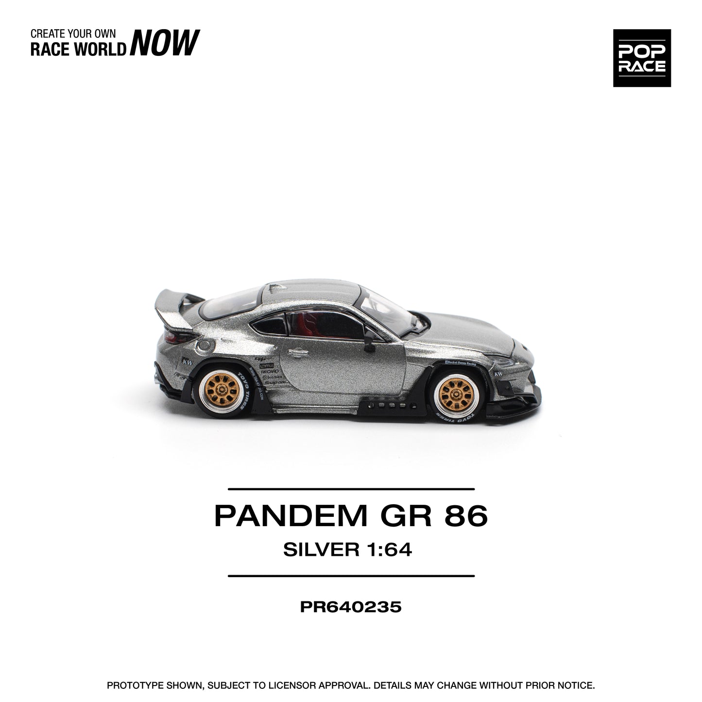 Pop Race 1:64 Toyota Pandem GR86 Silver PR640235 (Preorder)