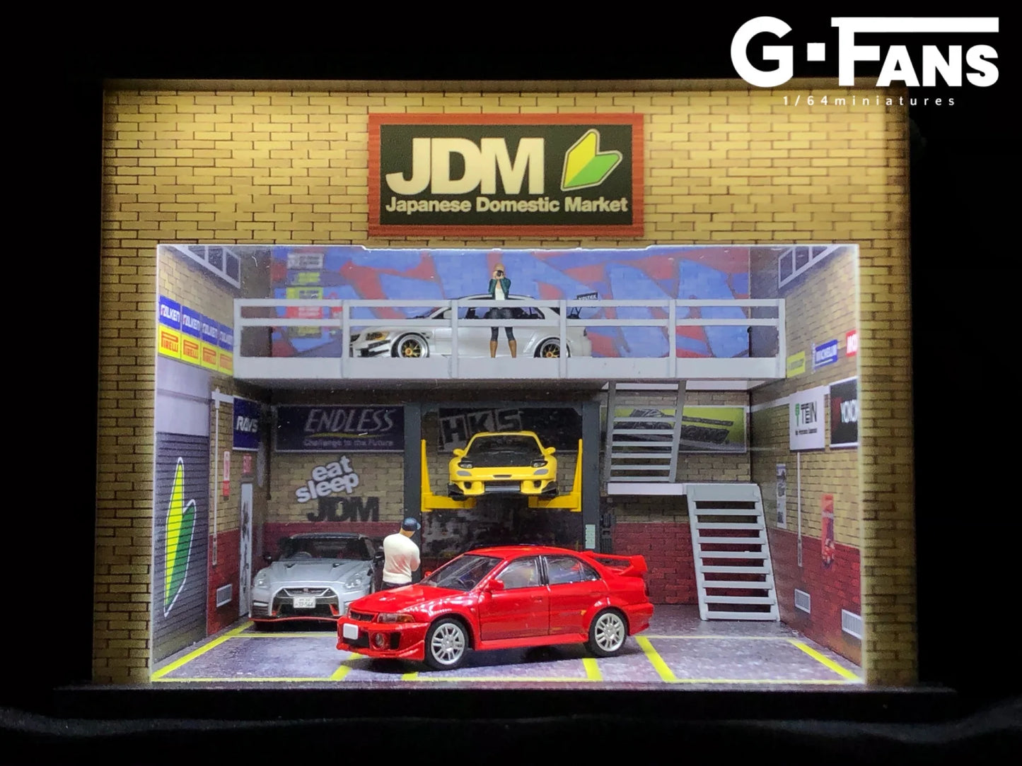 G-fans 1:64 JDM Garage Diorama with LED (JDM Theme) 710018