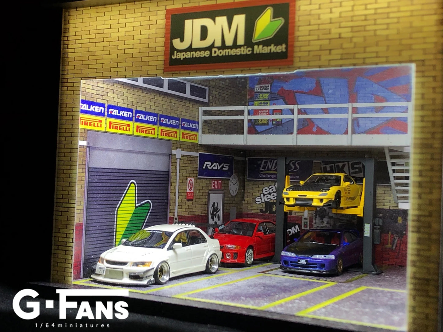 G-fans 1:64 JDM Garage Diorama with LED (JDM Theme) 710018