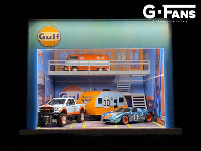 G-Fans 1:64 Garage Diorama with LED (Gulf Theme) 710019