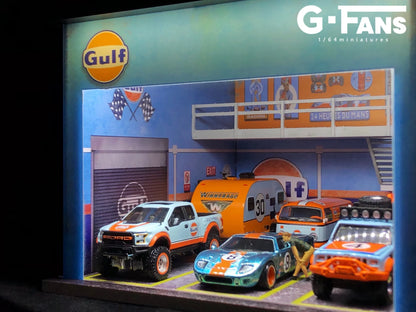 G-Fans 1:64 Garage Diorama with LED (Gulf Theme) 710019