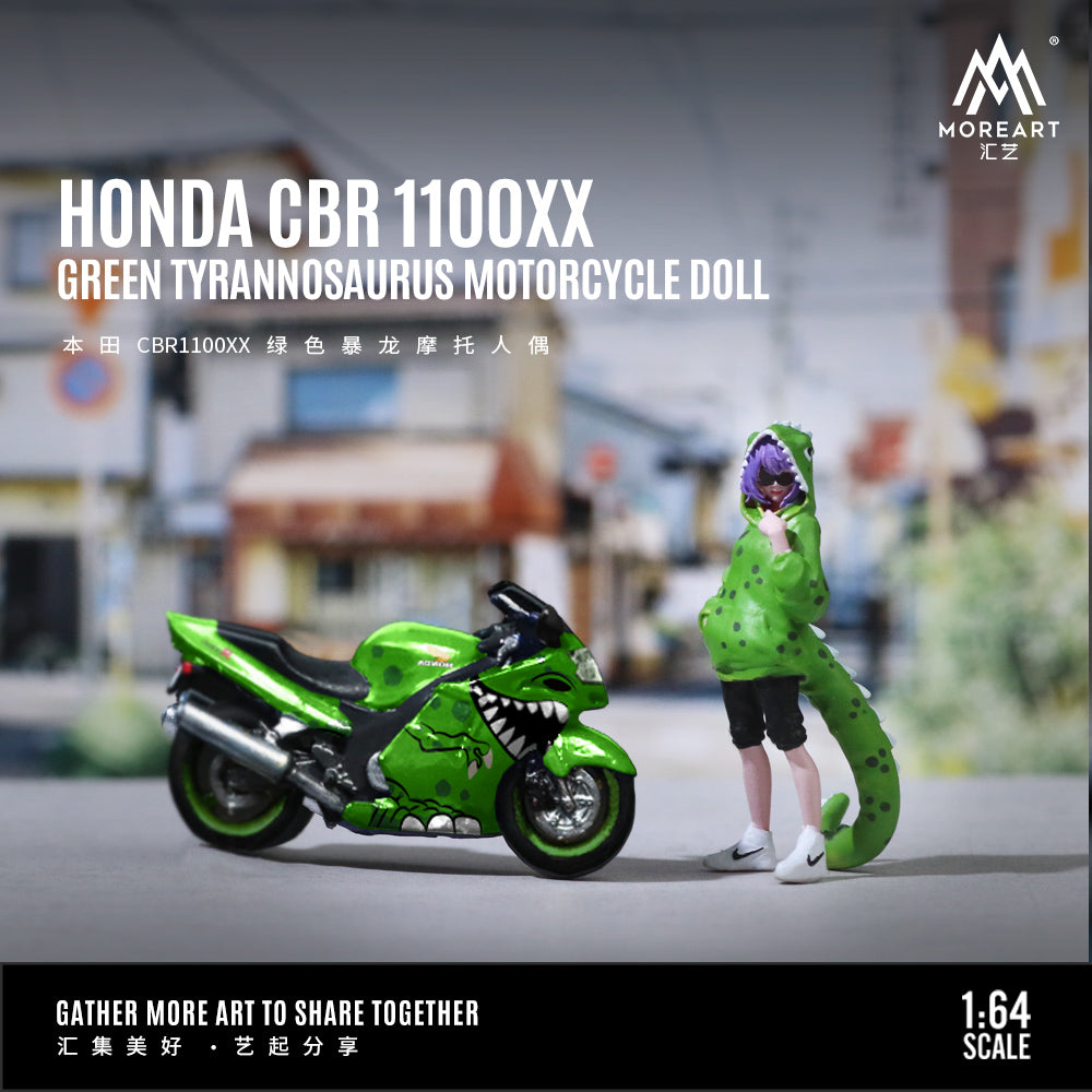 MoreArt 1:64 Honda CBR1100XX Green Tyrannosaurus Motorcycle Roll MO222110