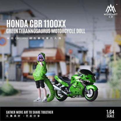 MoreArt 1:64 Honda CBR1100XX Green Tyrannosaurus Motorcycle Roll MO222110