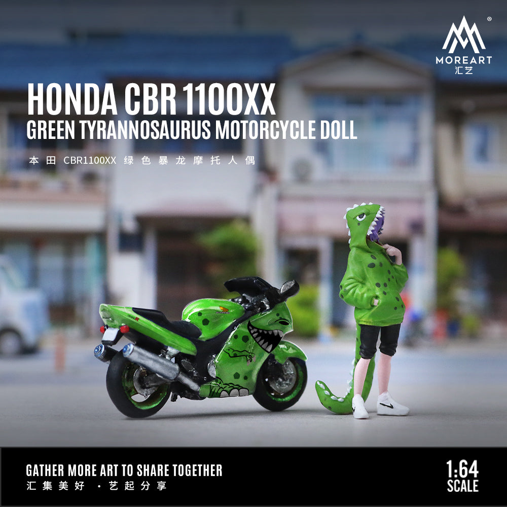MoreArt 1:64 Honda CBR1100XX Green Tyrannosaurus Motorcycle Roll MO222110