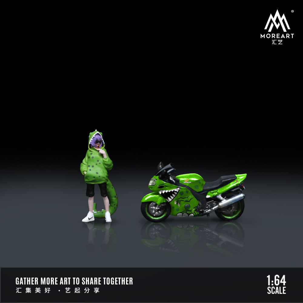 MoreArt 1:64 Honda CBR1100XX Green Tyrannosaurus Motorcycle Roll MO222110