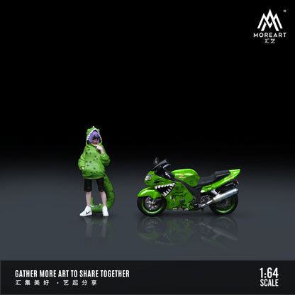 MoreArt 1:64 Honda CBR1100XX Green Tyrannosaurus Motorcycle Roll MO222110