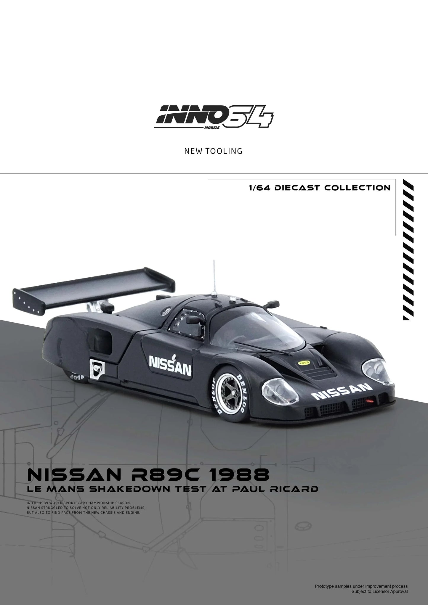 Inno64 1:64 Nissan R89C Le Mans Shakedown Test At Paul Ricard 1988 IN64-R89C-LMT1988