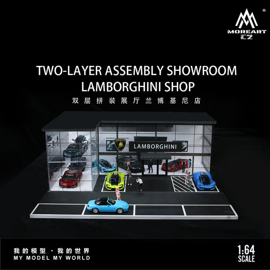 MoreArt 1:64 Two-Layer Assembly Show Room Lamborghini Shop Diorama