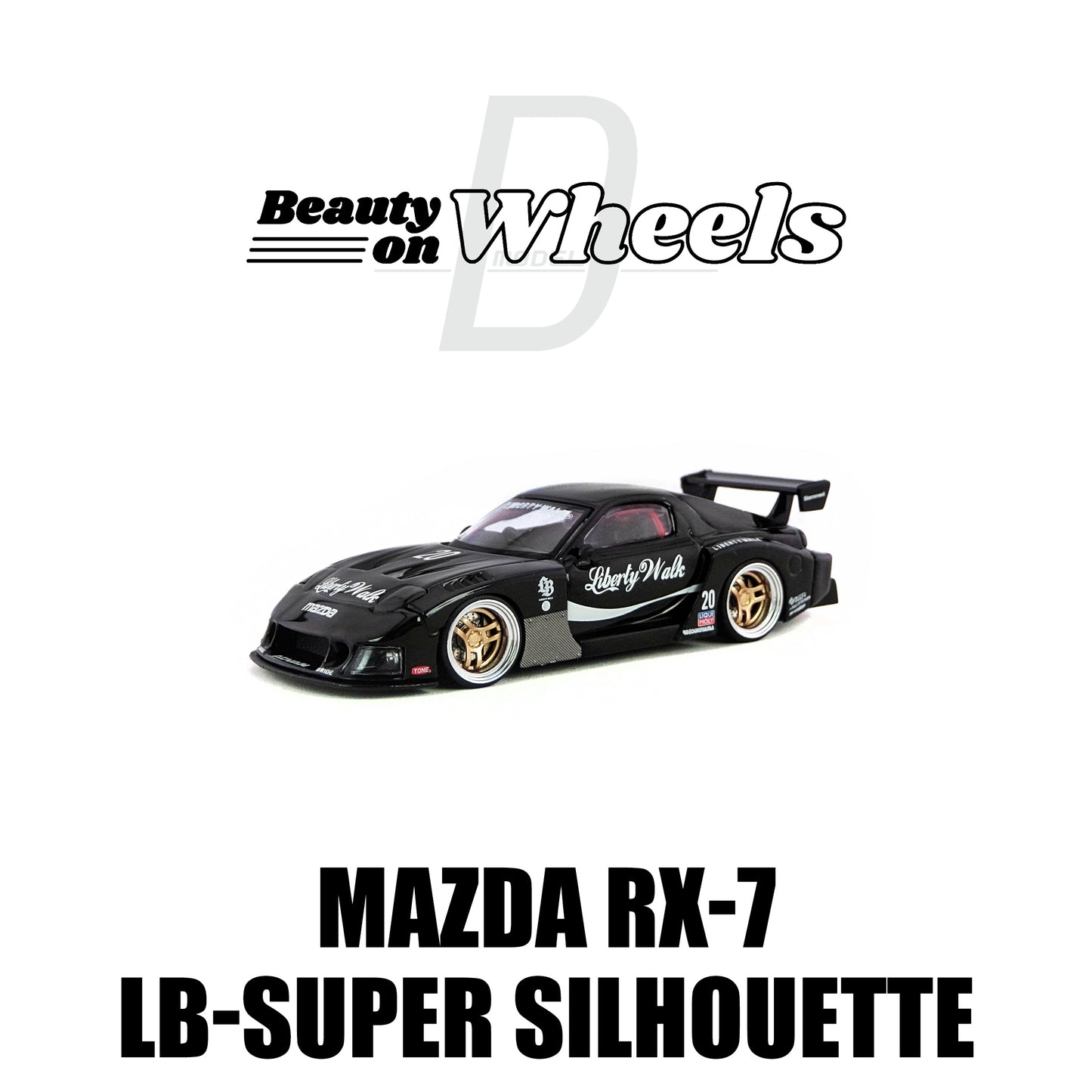 D MODEL BEAUTY ON WHEELS 1:64 MAZDA RX-7 LB-Super Silhouette Black DBW053A