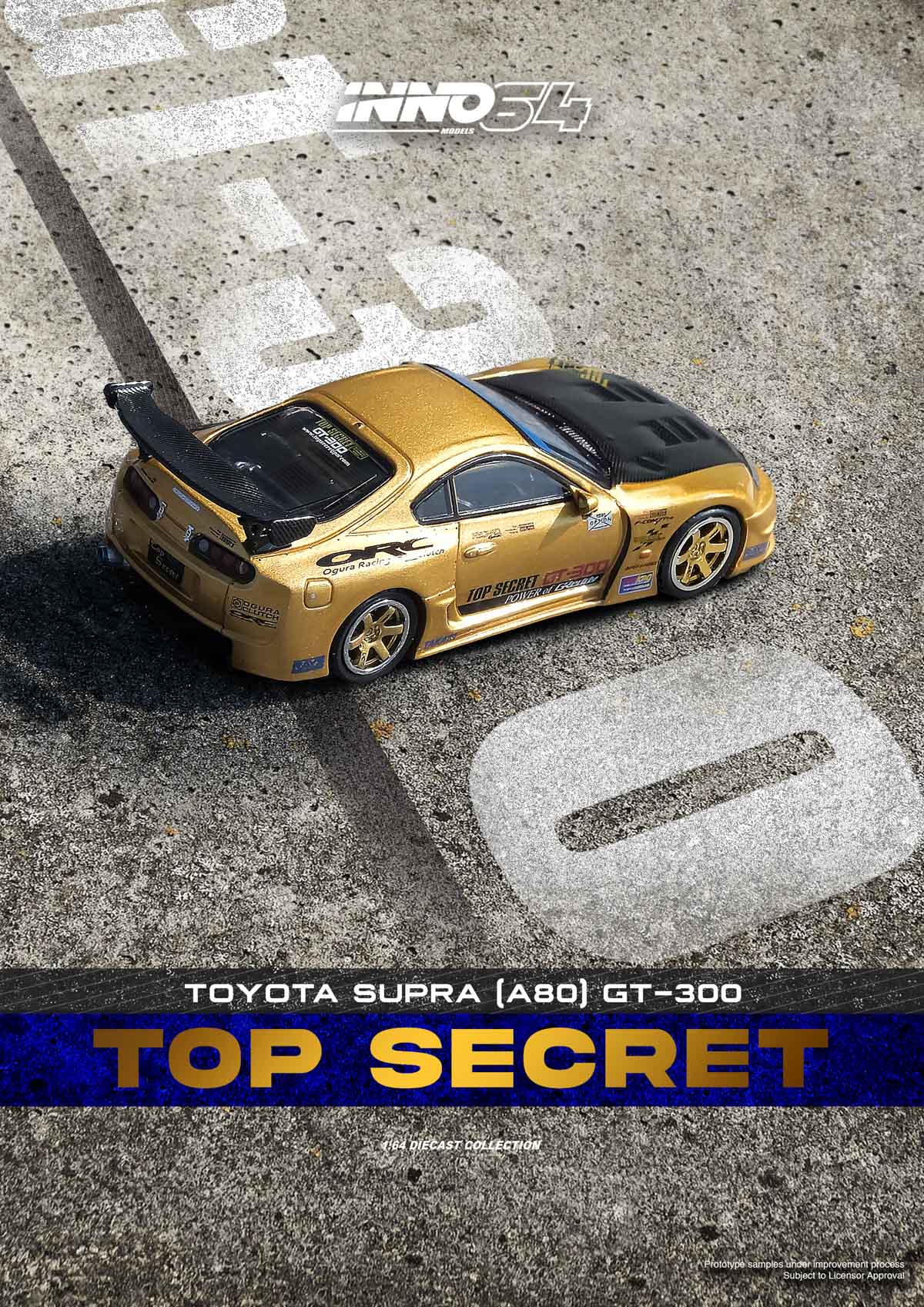 Inno64 1:64 Toyota Supra (A80) TOP SECRET GT300 IN64-A80TS-GOLD