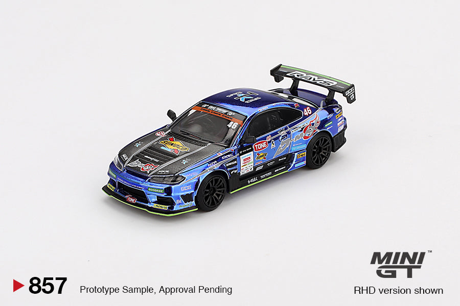 Mini GT 1:64 Japan Exclusive Nissan Silvia (S15) D-MAX #46 D-MAX Racing 2023 D1 MGT00857-BL (Preorder)