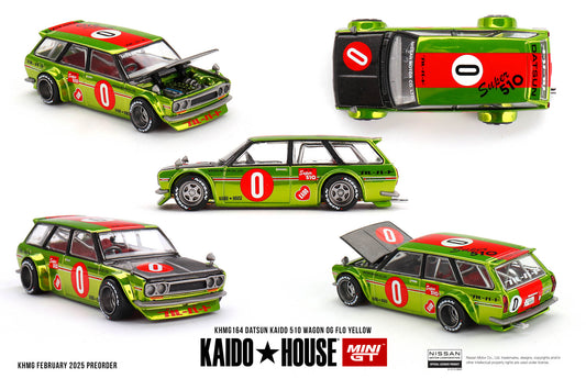 Kaido House + MINIGT Datsun KAIDO 510 Wagon OG Flo Yellow KHMG164 (Preorder)