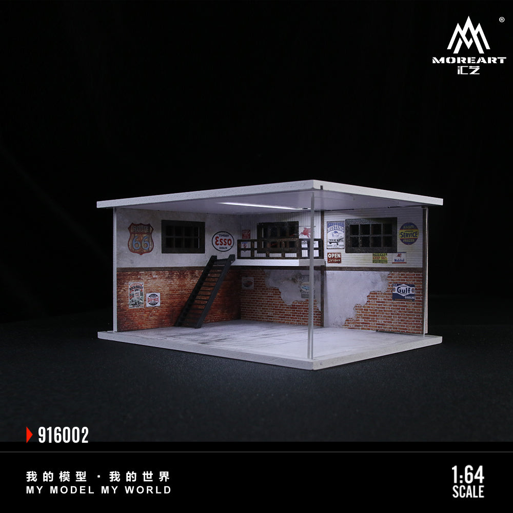 MoreArt 1:64 Auto Repair Shop Lighted Diorama Scene MO916002
