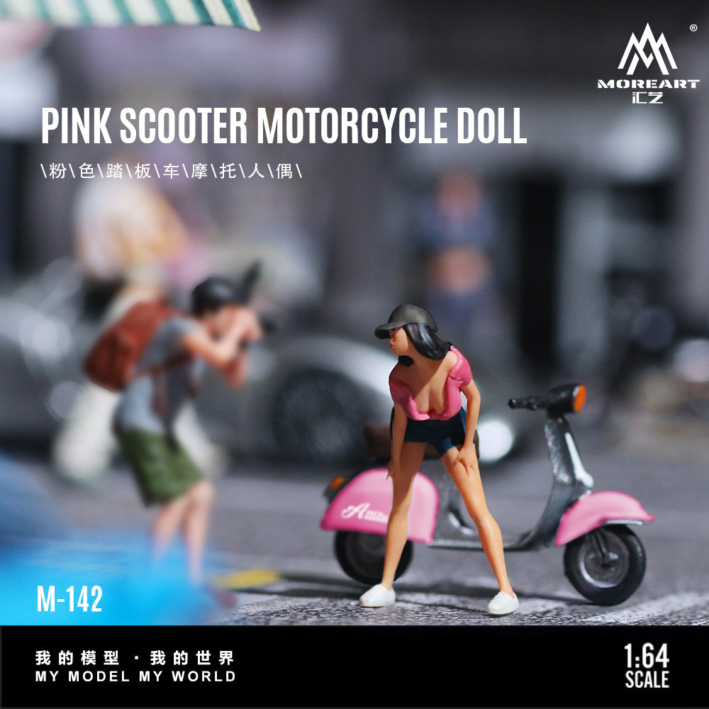 MoreArt 1:64 Pink Scooter Motorcycle Doll MO222142